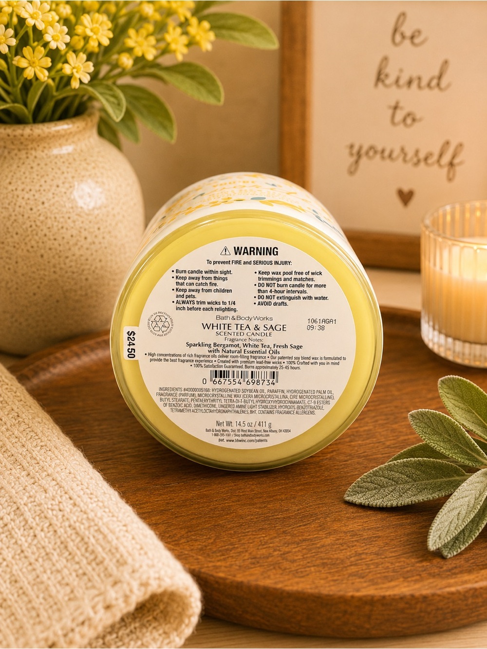 Bath & Body Works White Tea & Sage You’re My Favorite 3-Wick Candle 14.5 oz NWT - Picture 5 of 5
